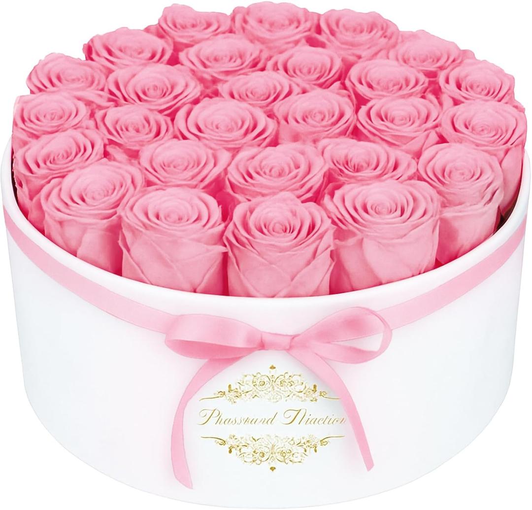 17 Forever Flowers in a Luxury Suede Box, Preserved Roses Birthday Gifts for Women, Romantic Anniversary Valentines Day Gifts for Girlfriend Wife Her, Pink