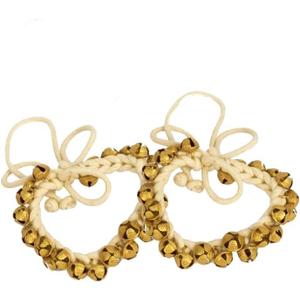 Art of Creation Ghungroo Kathak Dancing Bells Anklet Pair 25+25 Big Bells Anklet Musical Instrument For Classical Bharatnatayam Kuchchipudi Ghungroo From India (50 Bells Gold)