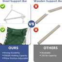 Hammock Chair Hanging Swing with Wooden Armrest,Steel Spreader Bar,Pillows,Hardware kit Included;Cotton Woven;Up to 350 Lbs,for Indoor Outdoor Green