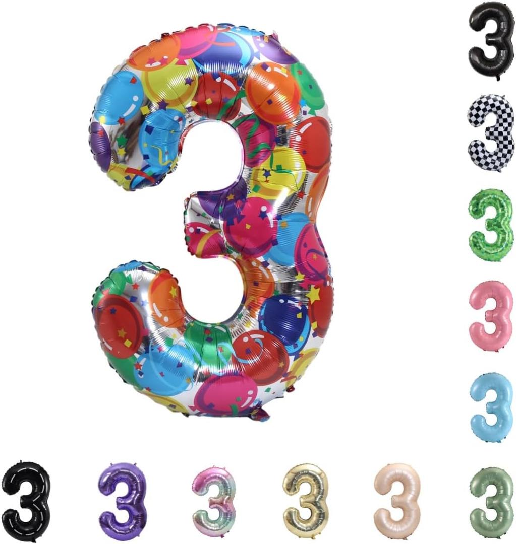40 Inch Large Foil Helium Number Balloon Birthday Wedding Party 0-9 (Celebration, 3)