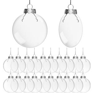Rocinha 30 PCS Clear Christmas Ornaments Fillable 3.15 Inch Plastic Ornament for Crafts Fillable Clear Ornaments for Craft, Flat Ornaments for Crafts Christmas Tree Decor