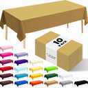 10 Pack Premium Disposable Plastic Tablecloth 54" X 108" Rectangle Table Cover for Birthdays Weddings Christmas Anniversary Buffet Table (Gold)