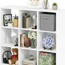 9-Cube Storage Organizer, White Bookshelf with Open Compartments for Home Office, Modern Bookcase Display Shelf for Living Room, Bedroom & Entryway