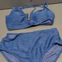 Herseas 2 Piece Bikini Set U-Wire Cutout Popular Swimsuit High Waisted Textured 2026 Summer Beach Swim Bathing Suits (Large)