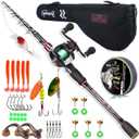 Sougayilang Fishing Rod and Reel Combo, Telescopic Casting Rod Baitcasting Reel with Carrier Bag Baitcaster Combo for Freshwater Saltwater
