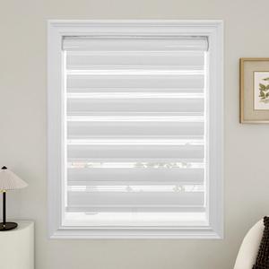 LUSTROWIN Cordless Zebra Blinds for Windows, Dual Layer Light Control Blinds for Indoor Windows, Light Filtering Roller Blinds & Shades, Light Grey, 27" W x 72" H