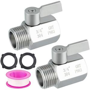 Enoch's Land Garden Hose Shut Off Valve, 3/4" GHT Water Shut Off Valve 304 Stainless Steel Heavy Duty High Flow Garden Hose Connector(2 Packs)