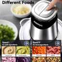 Food Processors Electric Food Chopper with Meat Grinder & Vegetable Chopper - 3 Bowls(8Cup+8Cup+3Cup) with Powerful Copper Motor - Includes 3 Sets of Bi-Level Blades for Fruits/Meat/Nuts