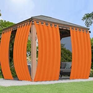 PureFit Outdoor Curtains for Detachable Sticky Tab Top Patio Waterproof – Weatherproof, UV and Fade Resistant Outside Curtains for Gazebo, Porch, Pergola, Privacy Curtain, 54 x 84 in Orange