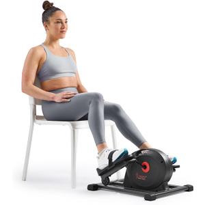 Sunny Health & Fitness Under Desk Pedal Elliptical Machine, Adjustable Resistance Leg Exerciser Home Workout While Sitting for Seniors, Optional Motorize or in Pink with SunnyFit App via Bluetooth