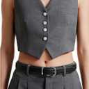 Leather Belt for Women with Silver Buckle Casual Waist Belt for Jeans pants Dress (Black, S)