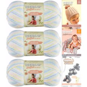 Bernat Softee Baby Yarn 3 Pack Bundle Includes 3 Patterns DK Light Worsted #3