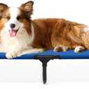 KMFYZYE Outdoor Dog Beds Large Sized Dogs, Cooling Elevated Dog Bed with Breathable Mesh & Non Slip Feet, Raised Pet Bed Off The Ground, Lifted Place Cot (L, Blue) (Large (42.0"L x 30.0"W x 8.0"Th))