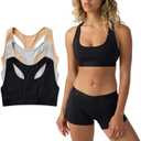 PSD Underwear Women's Sports Bra - Soft Modal Basics, Medium Support Sports Bras for Women, Racerback, Women's Loungewear Bras (Small, Neutrals 3-pack)