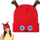 Caterpillar Themed Beanie for Adults Red Cuffed Beanie Book Character Costumes for Cosplay Photo Prop World Book Day Reading Week Party Warm Knitted Hat