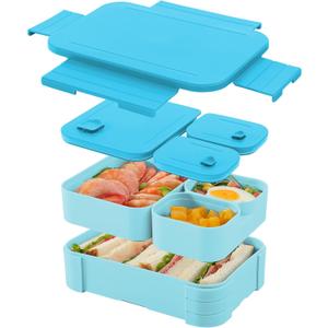 Lunch Box for Kids  BPA-Free, 3 Compartment Leak Proof Bento Box for Backpacks, Microwave & Dishwasher Safe, Food Storage Container for Work, Daycare, School & Travel (Sky Blue)