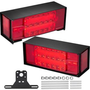 Hifybaty LED Trailer Lights Kit - Submersible Rectangular Trailer Tail Light Kit with Metal Box, Utility Brake Stop Turn License Trail Lights for Boat Trailer RV Truck Camper Tractors Canoes