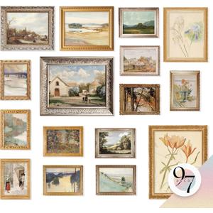 97 Decor Large 11x14 Vintage Wall Art Prints - 16 Unframed Posters, Farmhouse French Country Decor For Bedroom, Living Room, Dining Room, Kitchen