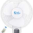 Simple Deluxe 16 Inch Wall Mount Fan with Remote Control, 3 Oscillating Modes, 3 Speed, Timer, 1 Pack