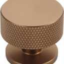 Alzassbg 15 Pack Dark Champagne Bronze Cabinet Knobs, 1.2 Inch Diameter Knurled Round Knobs for Cabinets and Drawers AL6023TGP