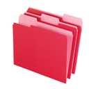 School Smart Colored File Folders Two-Tone, Letter Size, 1/3 Cut Tabs, Red, Pack of 100