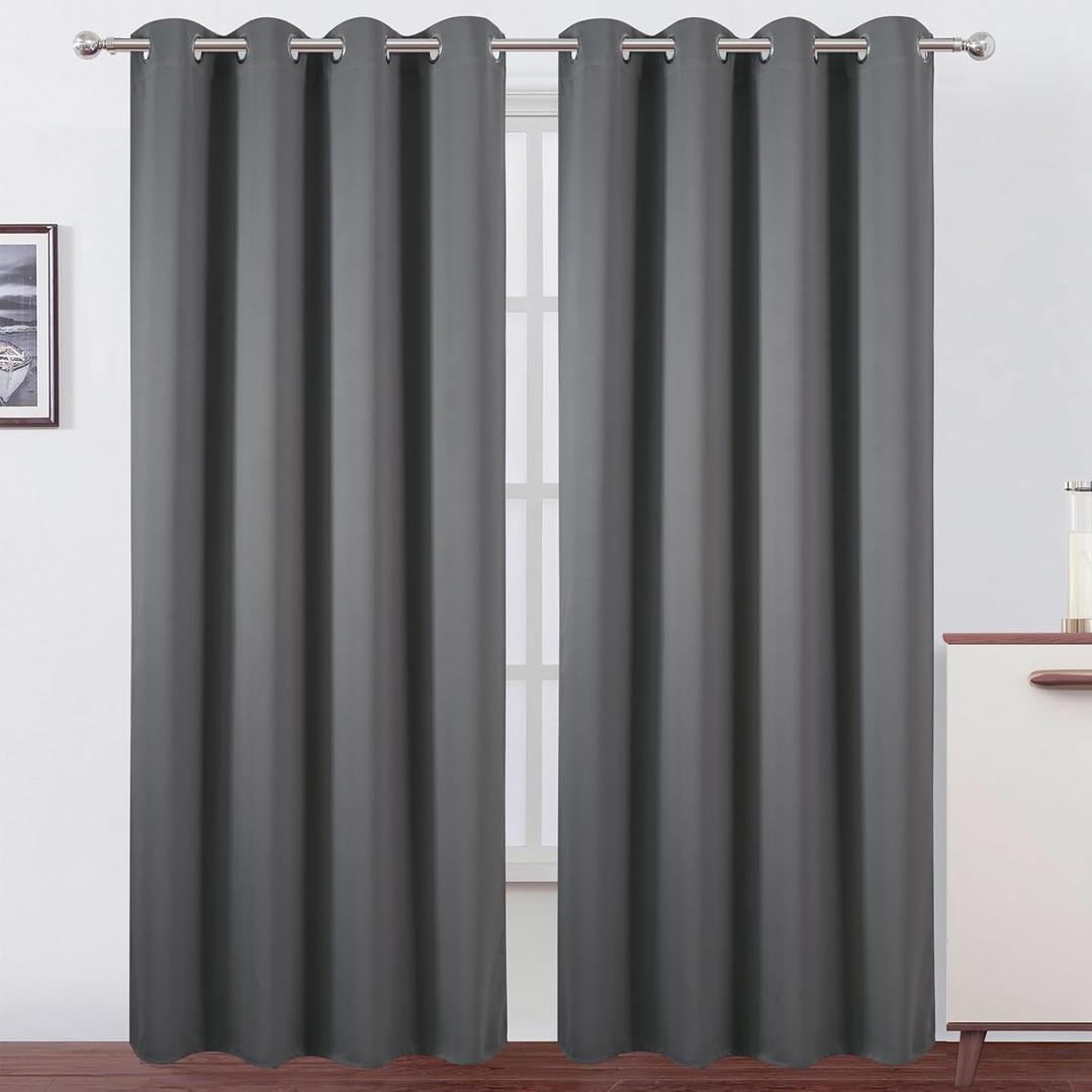 Blackout Curtains 52 x 90 Inch Long Frost Grey Curtains Set of 2 Panels Room Darkening Curtains for Bedroom and Living Room
