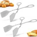 2 Pcs Tongs for Serving Food, Serving Tongs Stainless Steel Buffet Tongs Mini Tongs Bread Clip Food Tongs Scissors Shape Salad Steak Clip for Baking Barbecue Fried