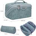 BOYATU Travel Makeup Bags Cosmetic Organizer Bag: 3-Set Large Capacity Make up Bag - PU Leather Toiletry Bags for Women - Wide Open Portable Pouch with Divider & Handle (01-Light Blue)