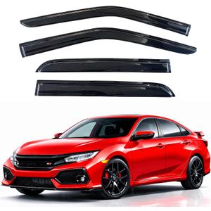 KPY Rain Guards Fit for 2016-2021 Honda Civic, Out-Channel Window Visors Vent Wind Deflectors 4PC, Car Accessories for 16-21 Civic (Sedan Only)