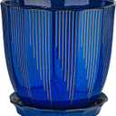 ADN 10 Inch Ceramic Planter Pot with Drainage Hole and Saucer,Large Round Plant pots for Indoor Outdoor Plants,Modern Flower pots, Navy