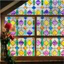 Beautsaid Window Privacy Film Stained Glass, Rainbow Window Film Decorative for Bathroom, Peel and Stick Window Cling Removable(Rainbow,23.6 x 78.7 inch)