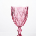 16 Pack Vintage Wine Glasses, Plastic Reusable 12 Ounce Colored Water Goblets, Unique Embossed Pattern Unbreakable Stemmed Wine Glasses, High Clear Wedding Party Bar Drinking Cups Pink