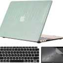 Compatible with MacBook Air 15 Inch Case 2025 2024 2023 Release M4 A3241 M3 A3114 M2 A2941 with Touch ID, Classic PU Leather Hard Plastic Case with Keyboard Cover & Screen Protector, Green (Air 15 M4 M3 M2, 2023-2025)