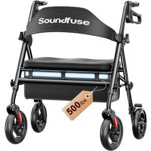Soundfuse Foldable Bariatric Walker for Seniors, 20" Ergonomic Padded Seat