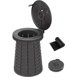 Retractable Portable Camping Toilet, Height Adjustable Travel Toilet, Portable Toilet Foldable Stool for Adults and Children (38*50cm, Black)