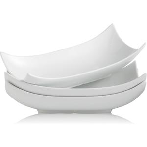 Gomakren Serving Platters Serving Bowls Set Turkey Serving Platter Porcelain Serving Dishes For Entertaining Special Curved Deep Large Valentine Thanksgiving Dishes Gifts Set of 3 White 12 Inch