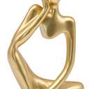 Gold Thinker Statue Decor, Modern Abstract Art Sculpture, Thinker Figurines Collectible Accents Decoration for Shelf Bookshelf Office Desktop Decor