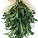 Olive Wreath for Front Door Teardrop Floral Wreath Olive Swag with Greenery Leaves and Fruit, Hanging Bunch for Summer All Season Outdoor Indoor Farmhouse Wall Front Porch Window Decor
