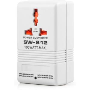 Voltage Converter 110V to 220V Step-Up & Step-Down Power Two-Way Conversion Voltage Converter Transformer for Travel, RV, and Camping (100W-White)