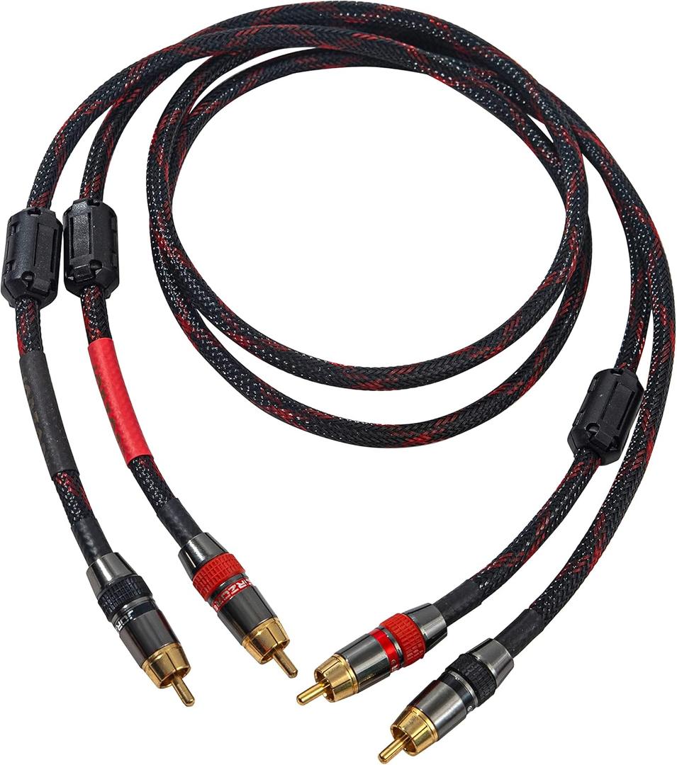 RCA Cable, 2RCA Male to 2RCA Male Stereo Audio Cables Hi-Fi Sound Braided RCA Stereo Cable for Home Theater, HDTV, Amplifiers, Hi-Fi Systems, Car Audio, Speakers (2M(6.6FT))