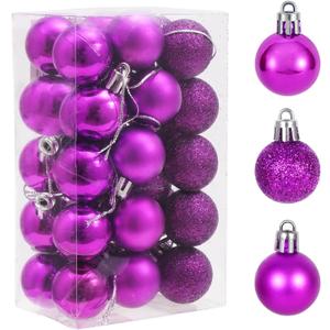 30ct Christmas Ball Ornaments, 2.36" Shatterproof Christmas Tree Decorations, Perfect Hanging Ball for Indoor/Outdoor Holiday Party Decor (Purple)