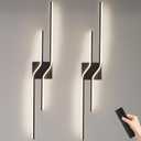 Modern Battery Operated Wall Sconces Set of 2,12000mAh Wireless Wall Sconce with Remote,39.3 Inch Rechargeable Black LED Wall Lights for Wall Decor,Dimmable Wall Lamps for Living Room,Bedroom,Hallway