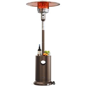 EAST OAK 50,000 BTU Patio Heater for Outdoor Use With Round Table Design, Double-Layer Stainless Steel Burner and Wheels, Outdoor Patio Heater for Home and Commercial, Bronze, 31.9" x 31.9" x 86.6" (Brown)