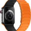 Bisikor Magnetic Bands Compatible with Apple Watch Band 49/46/45/44/42/41/40/38mm Men Women Silicone Sport Wristband for iWatch Ultra SE Series 11 10 9 8 7 6 5 4 3 (38/40/41/42, Orange/Black)
