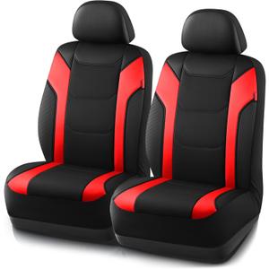 Rubbermaid Leather Car Seat Cover  Universal Front Seat Cover, Airbag Compatible, Easy to Install, Water-Resistant and Durable Automotive Seat Cover for Cars, Trucks, SUVs, Vans  Red