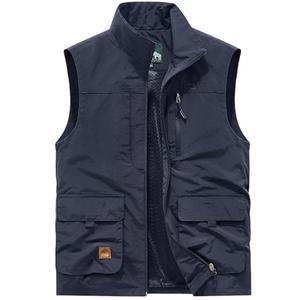 Gihuo Men's Causal Lightweight Outdoor Vest Quick Dry Outdoor Multi Pockets Travel Safari Fishing Vest(Navy01-L)