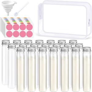 33 Pcs Protein Powder Travel Container Set 21 Pcs 50ml Reusable Powder Supplement Plastic Tubes and Portable Travel Organizer Zip up Bags Funnels Spoon and Labels for Workout Fitness