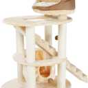 TRIXIE Elsa Senior Cat Tower with Scratching Posts, Hammock, Stairs, Top Platform Bed, Dangling Pom-Pom Beige