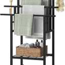 HOOBRO 4-Tier Freestanding Towel Rack with Storage Basket for Bathroom