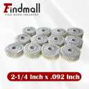 findmall 3600 Count Siding Nails 2-1/4 Inch by .092 Inch 15 Degree Ring Shank Hot-Dipped Galvanized Collated Wire Coil